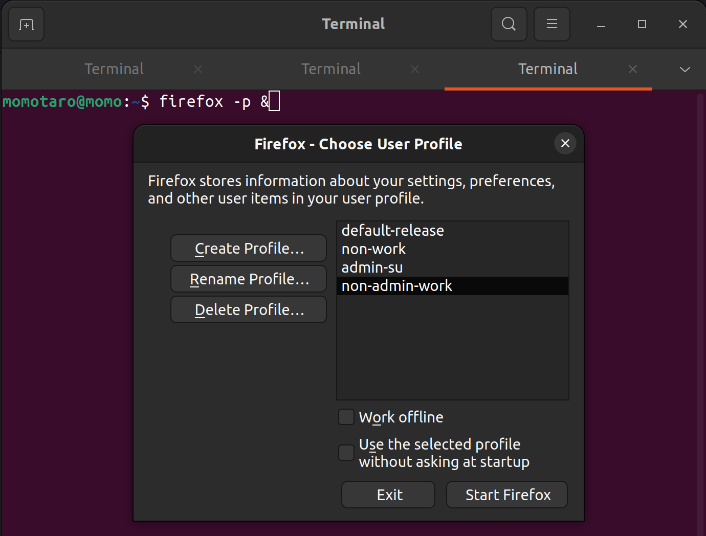 Firefox Profile settings